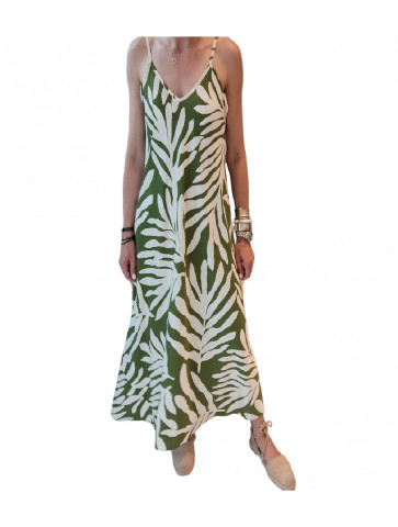 Women's long Viscose dress - Tropical print