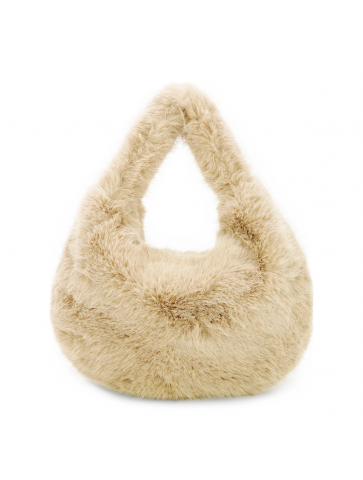 Women's Faux Fur Bag -  Croissant Shape