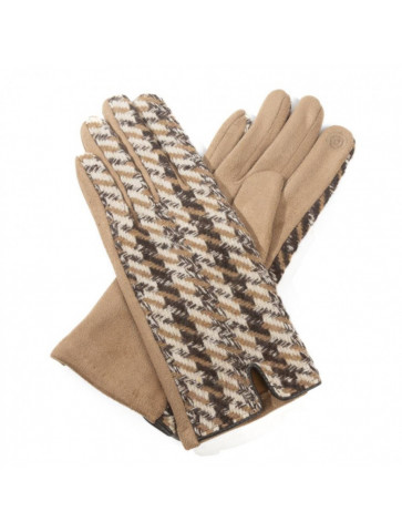 Gloves - camel/beige - Jacquard and suede